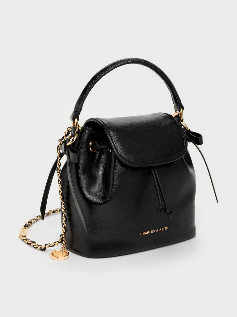 Dalia Bow Top Handle Bag, Black, hi-res
