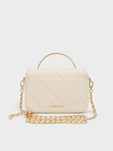 Quilted Boxy Top Handle Bag, Cream, hi-res