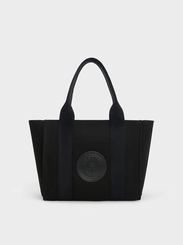 Large Canvas Tote Bag, Black, hi-res