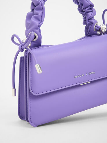 Cosette Ruched-Handle Trapeze Bag, Purple, hi-res