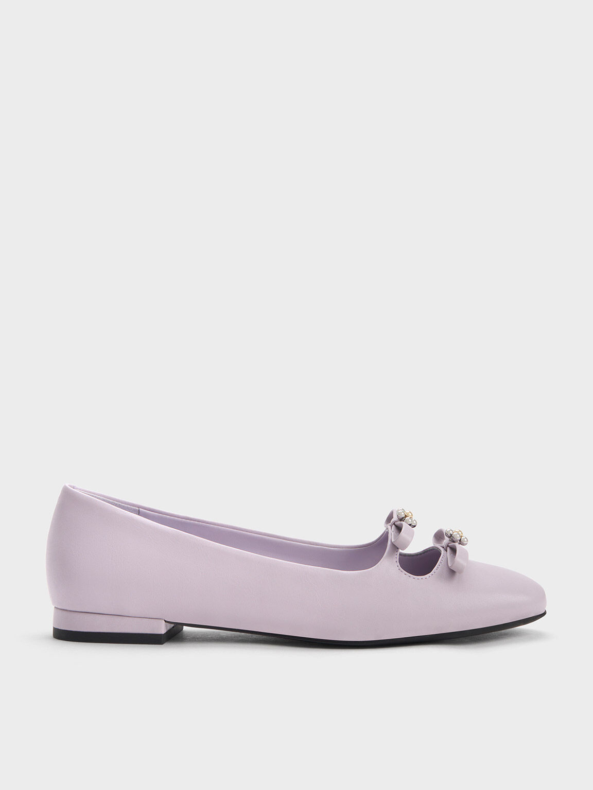 Floral Beaded Bow Ballerinas, Lilac, hi-res