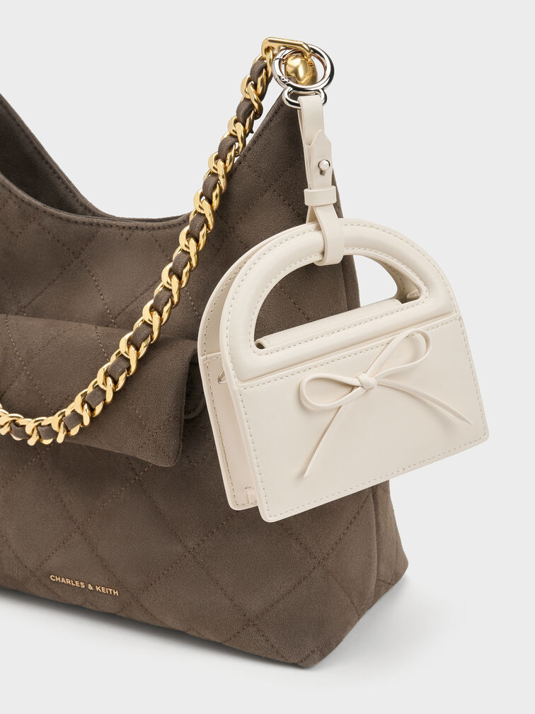 Reese Bow Top Handle Wristlet, Cream, hi-res