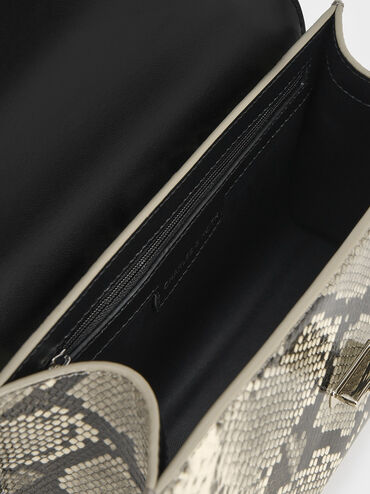 Ebba Snake Print Chain-Strap Bag, Multi, hi-res