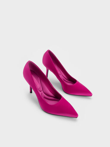 Emmy Recycled Polyester Stiletto Heel Pumps, Fuchsia, hi-res