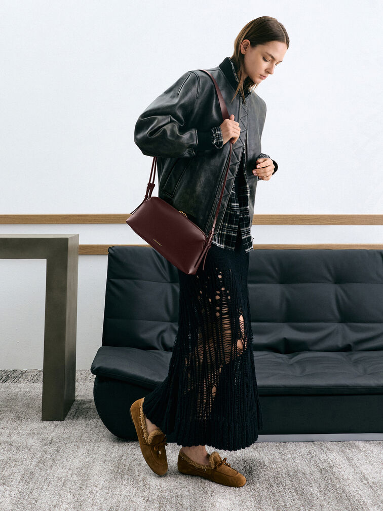 Deyna Double-Strap Shoulder Bag, Wineberry Red, hi-res