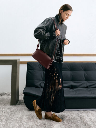 Deyna Double-Strap Shoulder Bag, Wineberry Red, hi-res