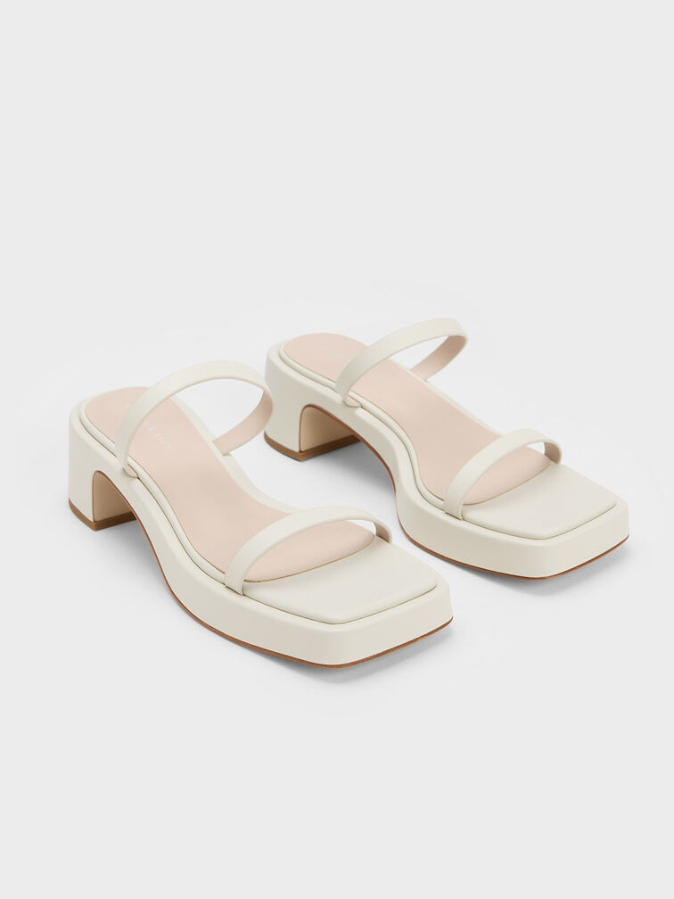 Square-Toe Platform Sandals, Chalk, hi-res