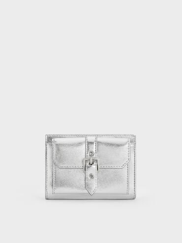 Blaise Metallic Grommet-Belt Wallet, Silver, hi-res