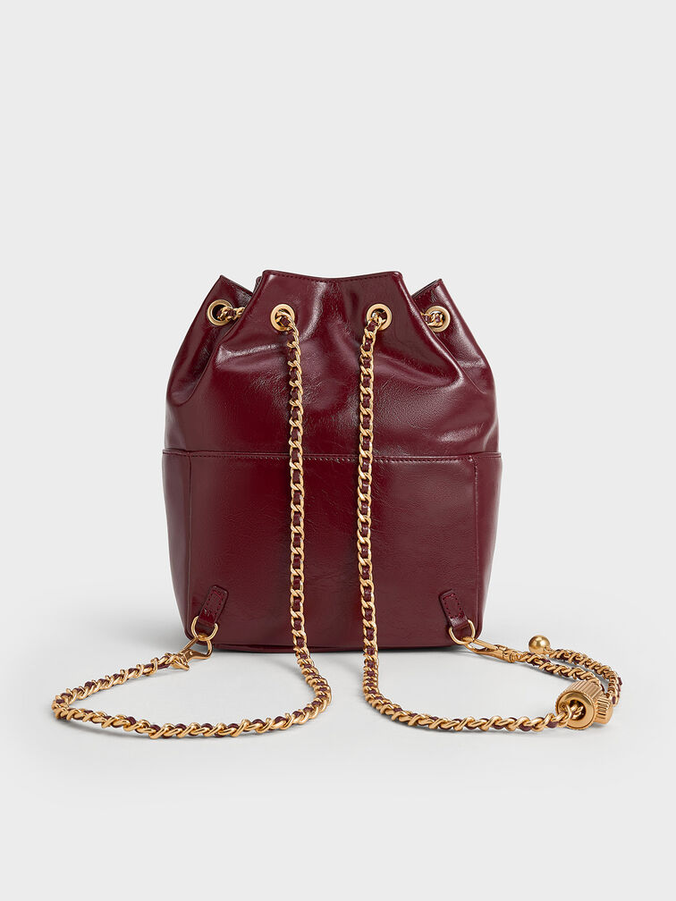 Donna Crinkle-Effect Backpack, Burgundy, hi-res