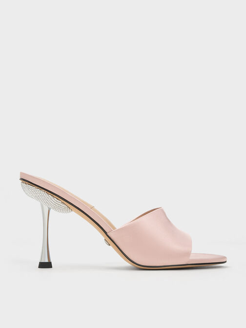 Demi Recycled Polyester Metallic Heel Mules, Nude, hi-res