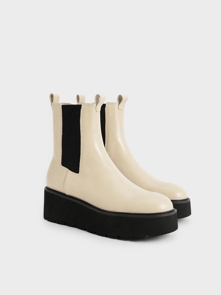 Double Tab Platform Chelsea Boots, Sand, hi-res