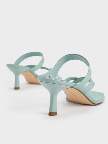 Asymmetric Toe Ring Heeled Sandals, Blue, hi-res