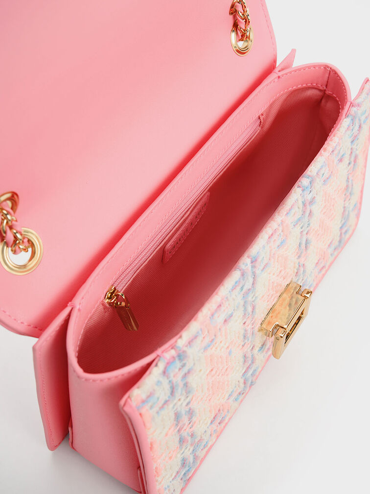 Everline Tweed Braided-Strap Shoulder Bag, Pink, hi-res