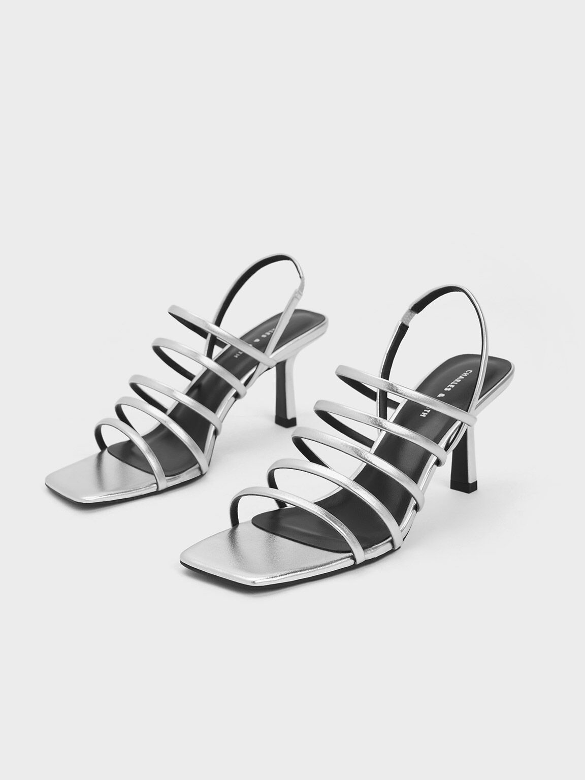 Strappy grey heels store