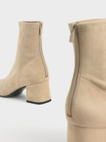 Textured Block Heel Ankle Boots, Taupe, hi-res
