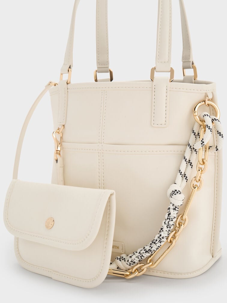 Addison Knotted-Rope Reversible Tote Bag, Cream, hi-res