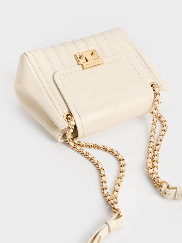 Donna Crinkle-Effect Shoulder Bag, Cream, hi-res