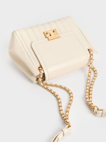 Donna Crinkle-Effect Shoulder Bag, Cream, hi-res