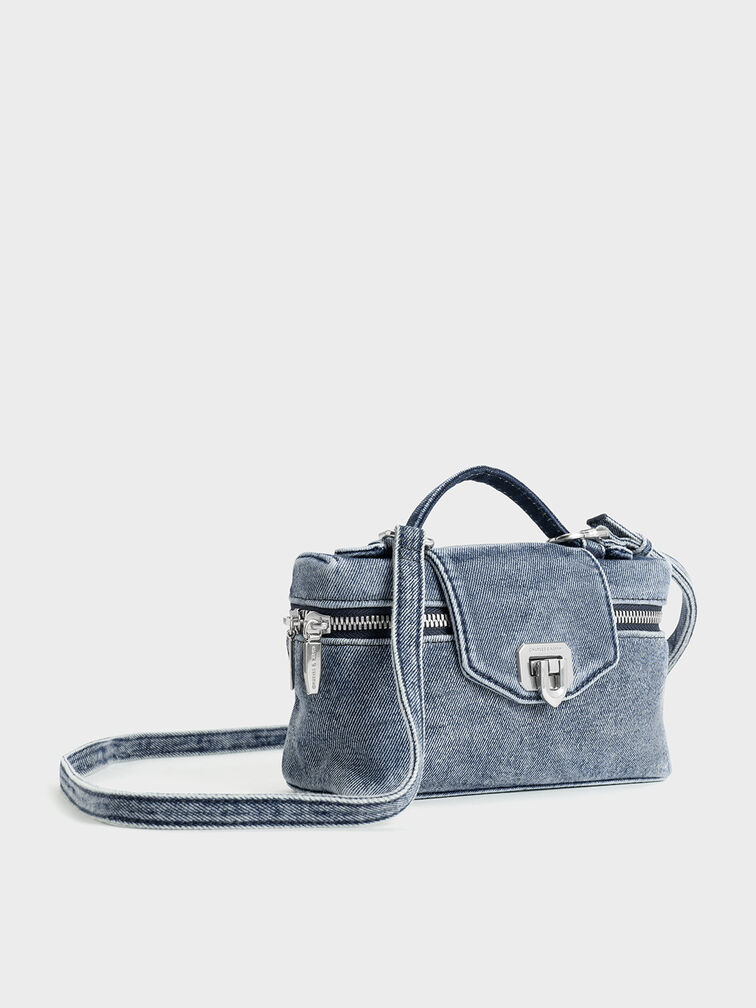 Arwen Denim Top Handle Vanity Bag, Denim Blue, hi-res
