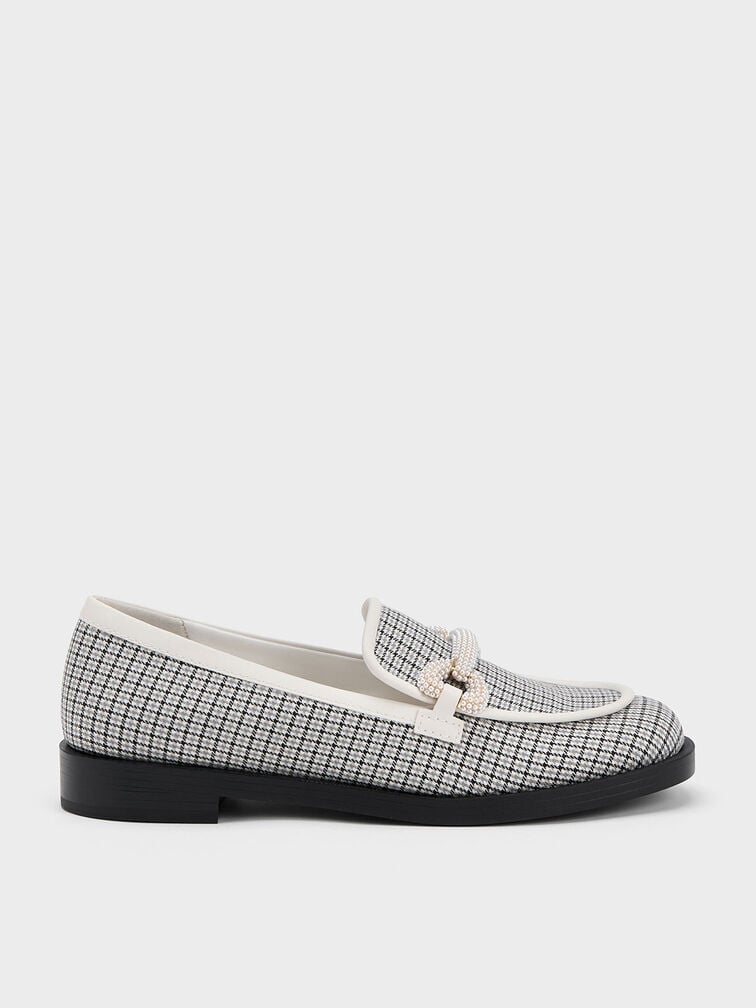 Checkered Beaded Strap Loafers, Multi, hi-res