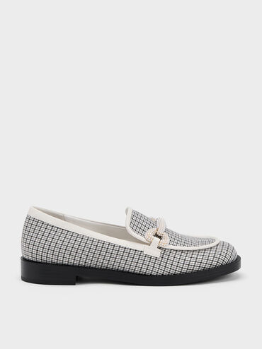 Checkered Beaded Strap Loafers, Multi, hi-res