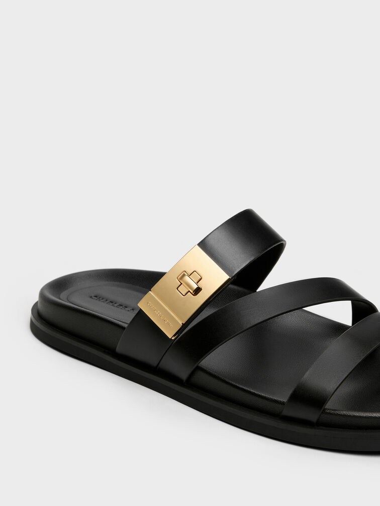 Aelin Strappy Sandals, Black, hi-res