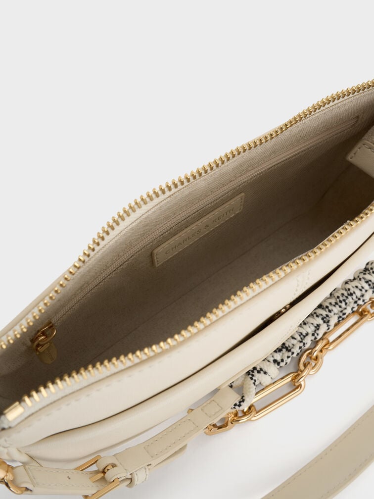 Addison Knotted-Rope Shoulder Bag, Cream, hi-res