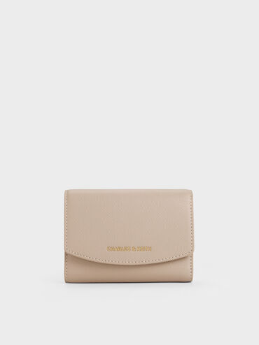 Briony Curved Flap Wallet, Taupe, hi-res