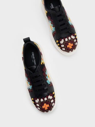 Fable Floral Crochet & Leather Sneakers, Multi, hi-res