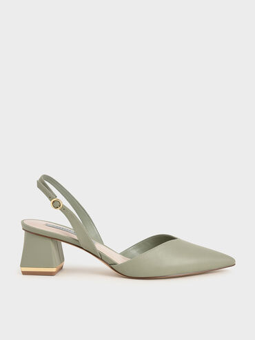 Katarina Trapeze Heel Slingback Pumps, Sage Green, hi-res