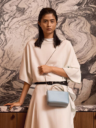 Satin Crystal-Embellished Top Handle Bag, Sky Blue, hi-res