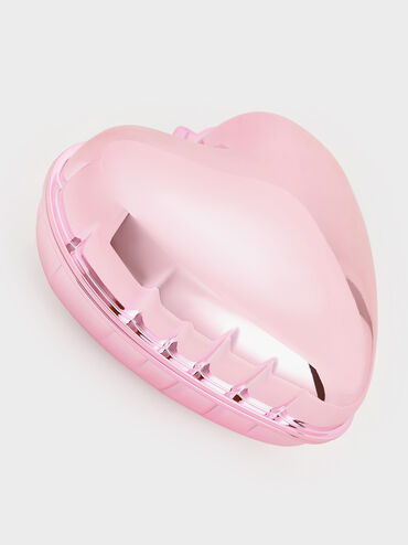 Metallic Heart Crossbody Bag, Pink, hi-res