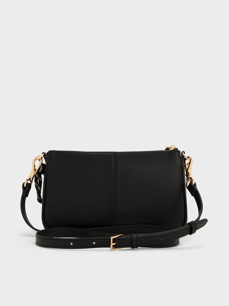 Addison Knotted-Rope Shoulder Bag, Black, hi-res