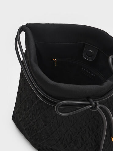 Genoa Bow-Tie Knitted Bag, Black, hi-res