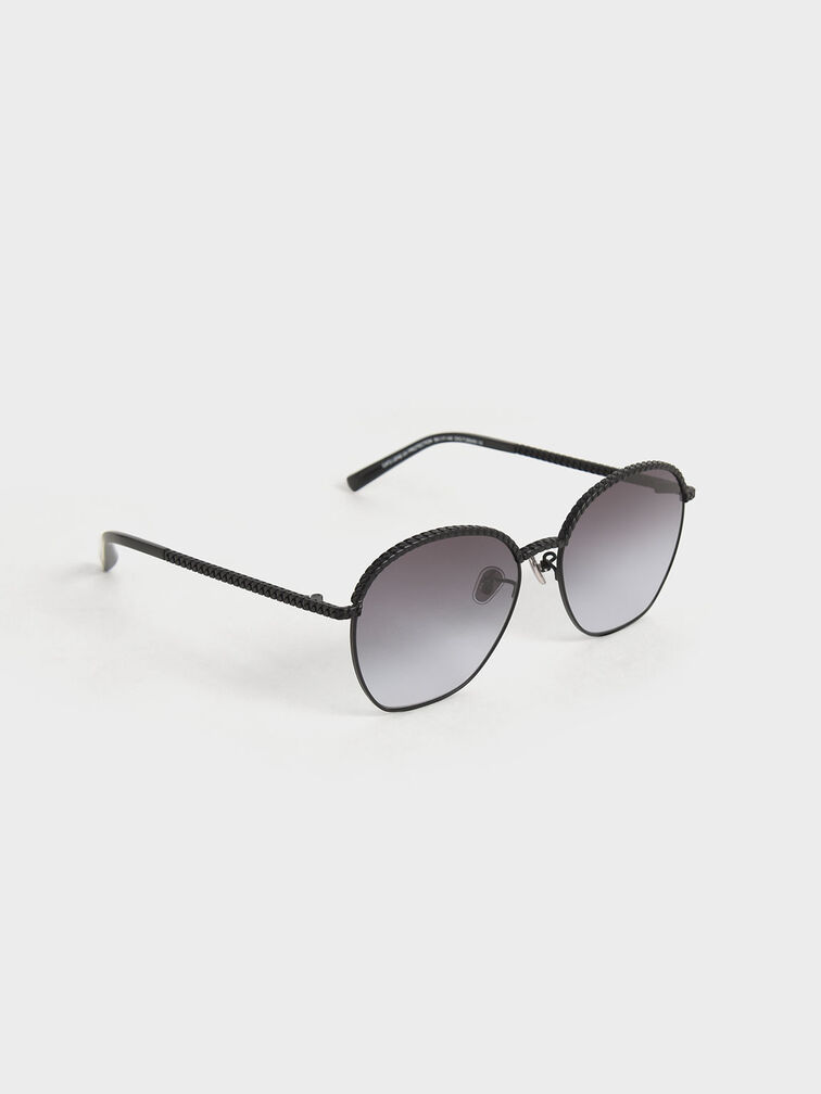 Braided Butterfly Sunglasses, Black, hi-res