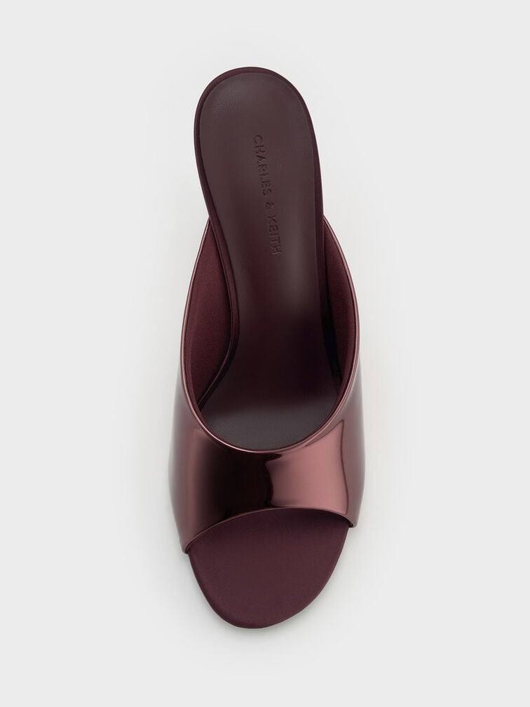 Patent Stiletto Mules, Burgundy, hi-res