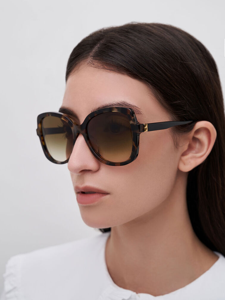 Recycled Acetate Tortoiseshell Butterfly Sunglasses, T. Shell, hi-res