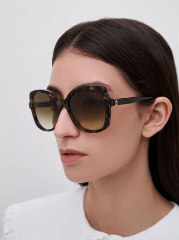 Recycled Acetate Tortoiseshell Butterfly Sunglasses, T. Shell, hi-res
