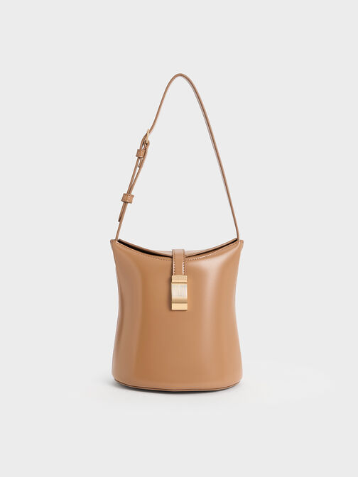 Wisteria Belted Bucket Bag, Tan, hi-res