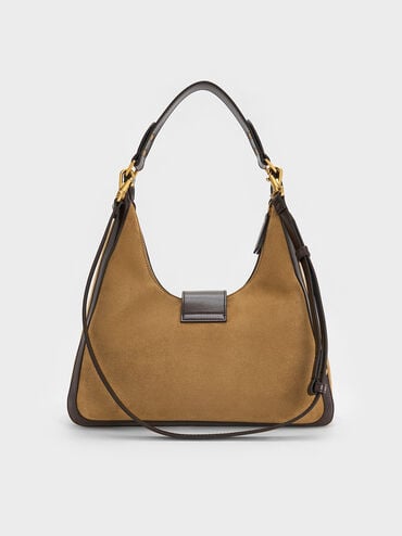 Charlot Recycled Suede Hobo Bag, Sahara Sand, hi-res