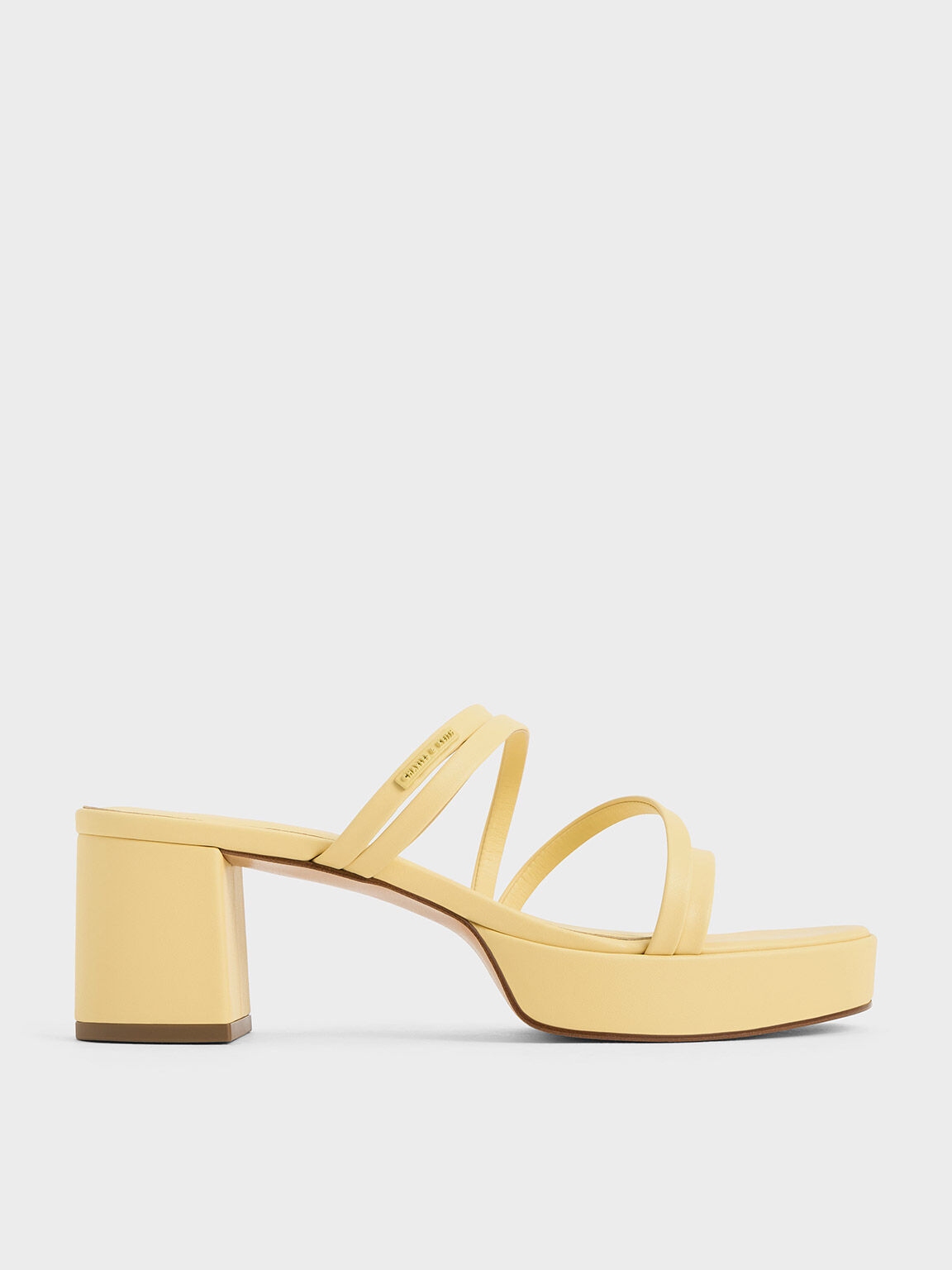 Yellow Strappy Trapeze Heel Mules CHARLES KEITH IN
