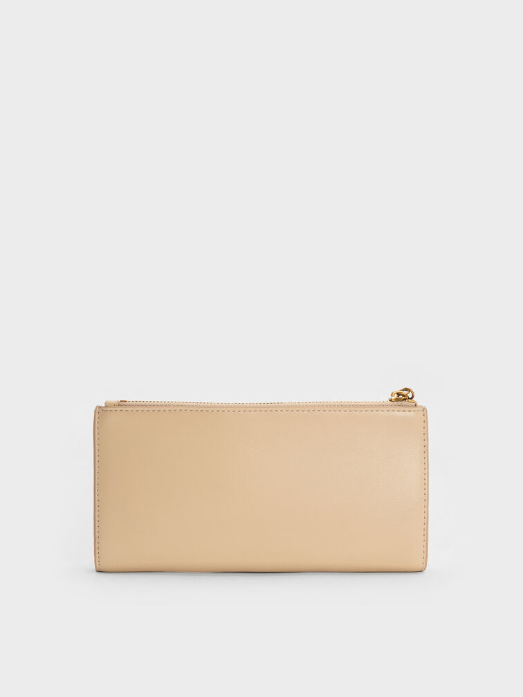 Cesia Top-Zip Long Wallet, Sand Beige, hi-res