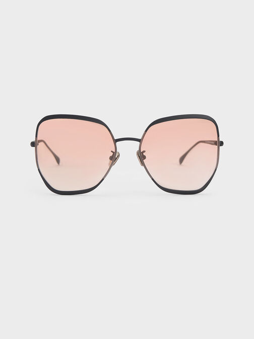 Braided Temple Butterfly Sunglasses, Black, hi-res