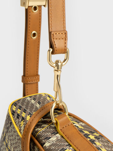 Altea Belted Plaid Crossbody Bag, Yellow, hi-res