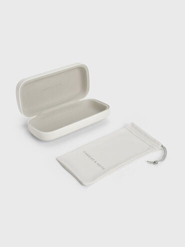 Aubrey Rectangular Recycled Acetate Sunglasses, Chalk, hi-res