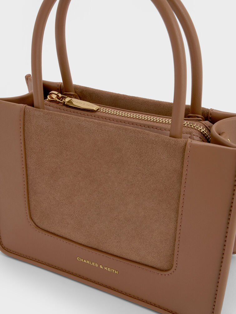 Mini Daylla Recycled Suede Tote Bag, Mocha Brown, hi-res