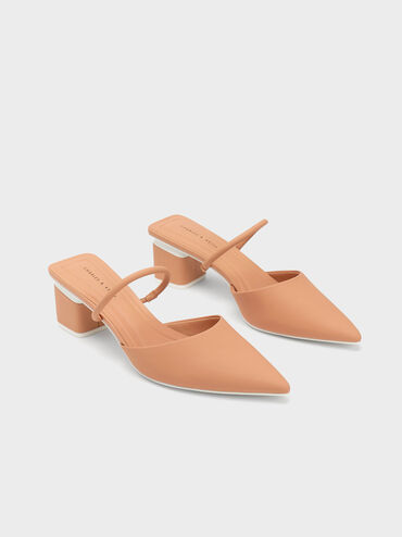 Block Heel Mules, Camel, hi-res