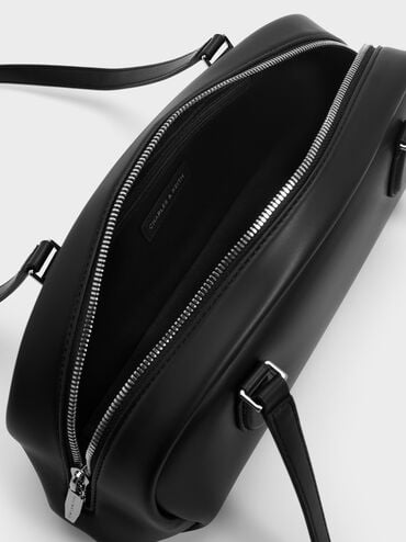 Nelly Elongated Shoulder Bag, Noir, hi-res