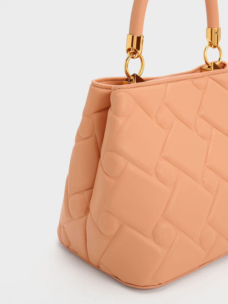 Tillie Quilted Top Handle Bag, Orange, hi-res