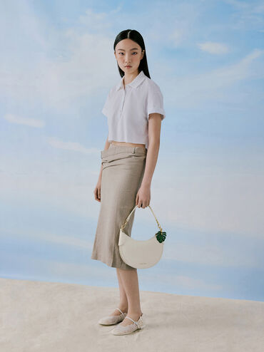 Blume Braided Curved Hobo Bag, Cream, hi-res